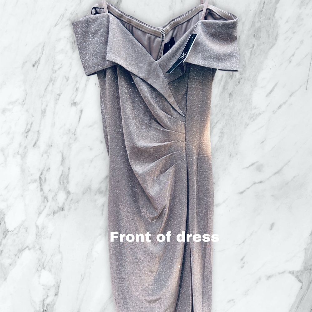 Special Occasion Gold Cocktail Gown with Asymmetrical Pleats